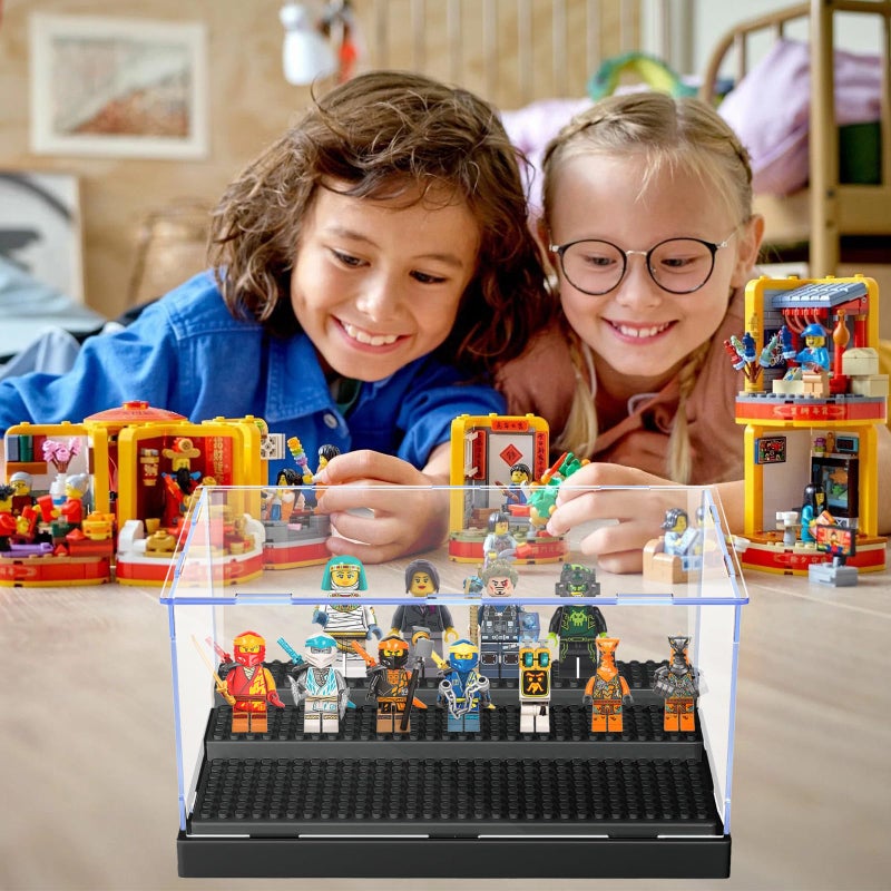 KKU Display Case for Minifigure Action Figures Blocks  Acrylic Minifigure Display Case Box Storage with 3 Movable Steps Gift for Kids Adults (Black  1 Pack) - Image 5
